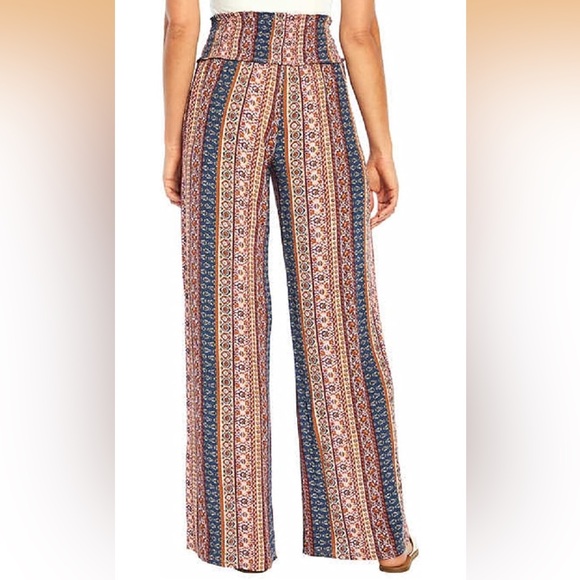 Three Dots Ladies Wide Leg Print Bohemian Pants Womens Medium Relaxed Fit - Picture 3 of 11